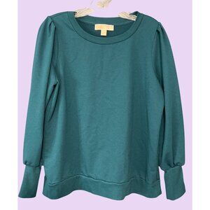 Michael Kors Womens Teal Green Balloon Sleeve Pullover Sweatshirt L